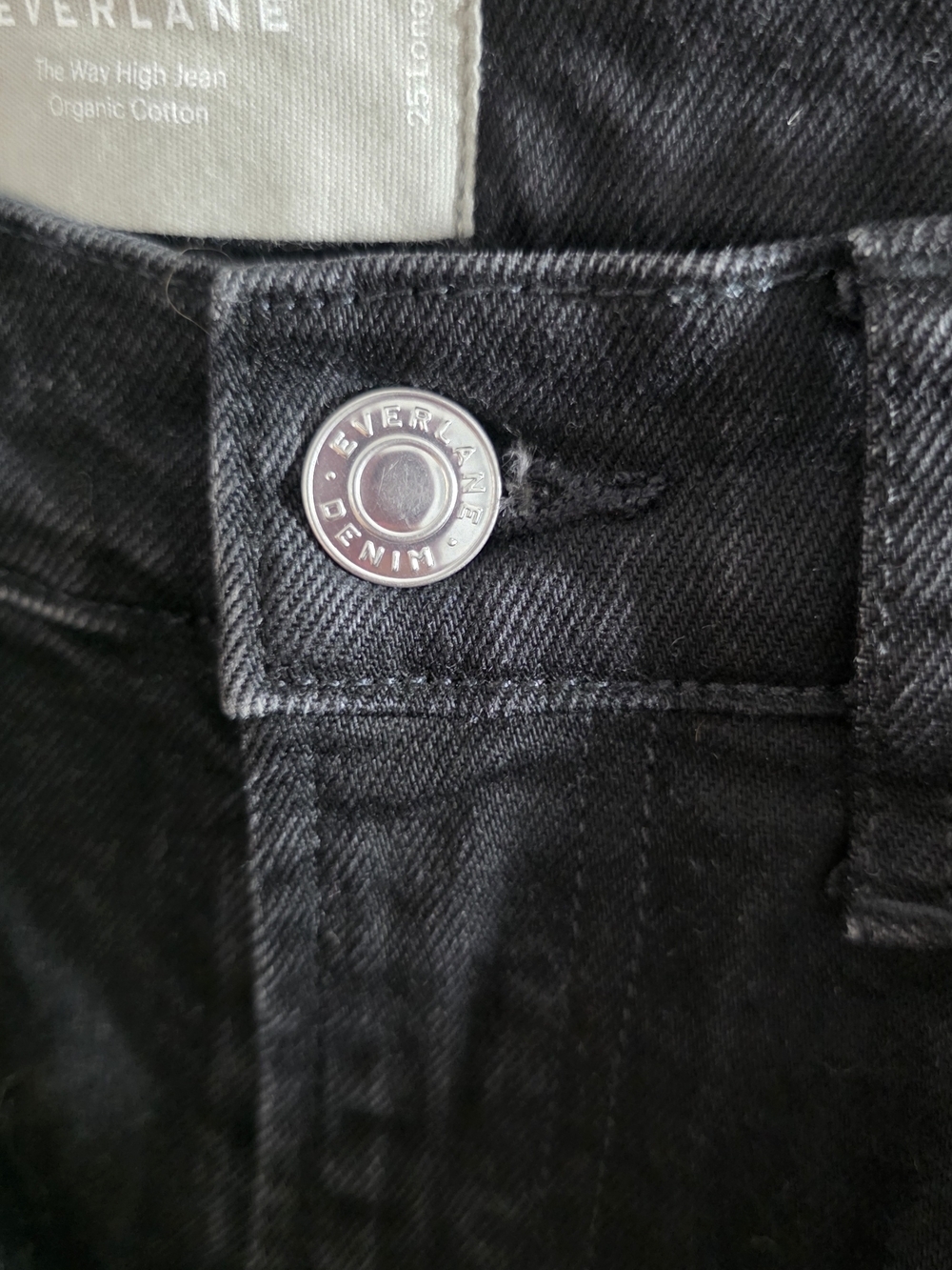 Everlane Wide Leg Raw Hem Jeans  High Rise Black Denim Sz 25 L - Picture 4 of 7